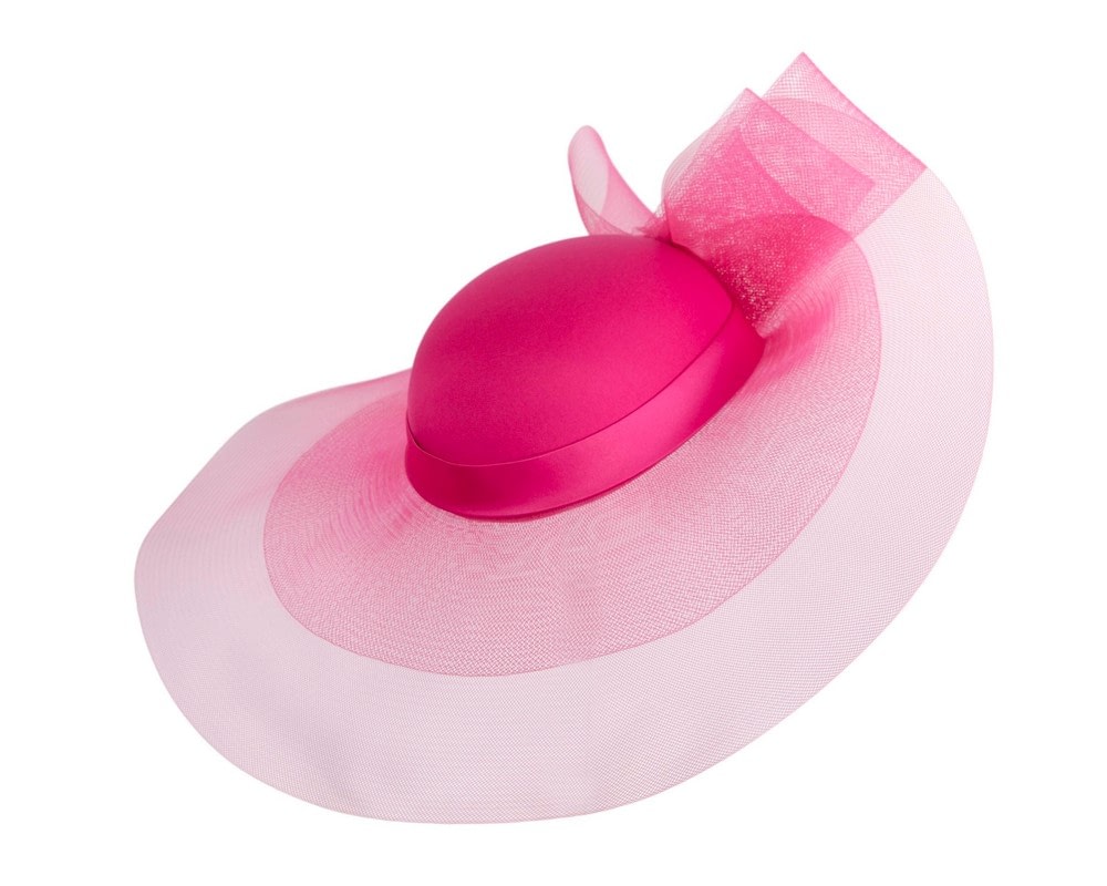 Fascinators Online - Custom made fuchsia wide brim hat by Fillies Collection
