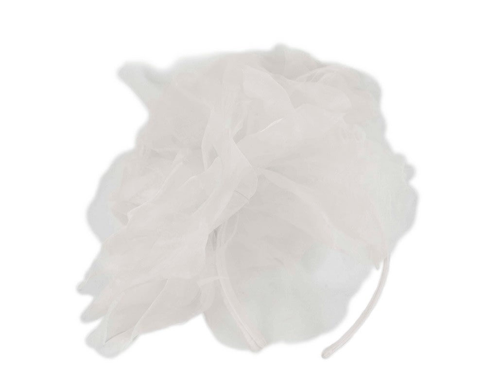 Large white silk flower headband by Fillies Collection - Image 4