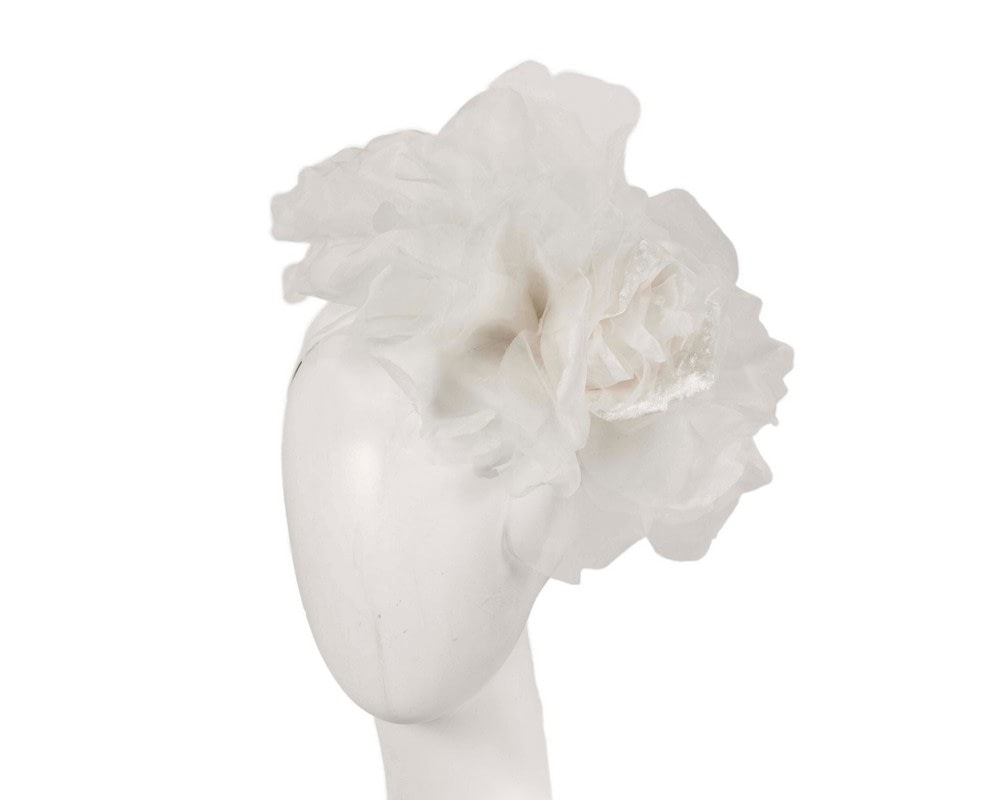 Fascinators Online - Large white silk flower headband by Fillies Collection