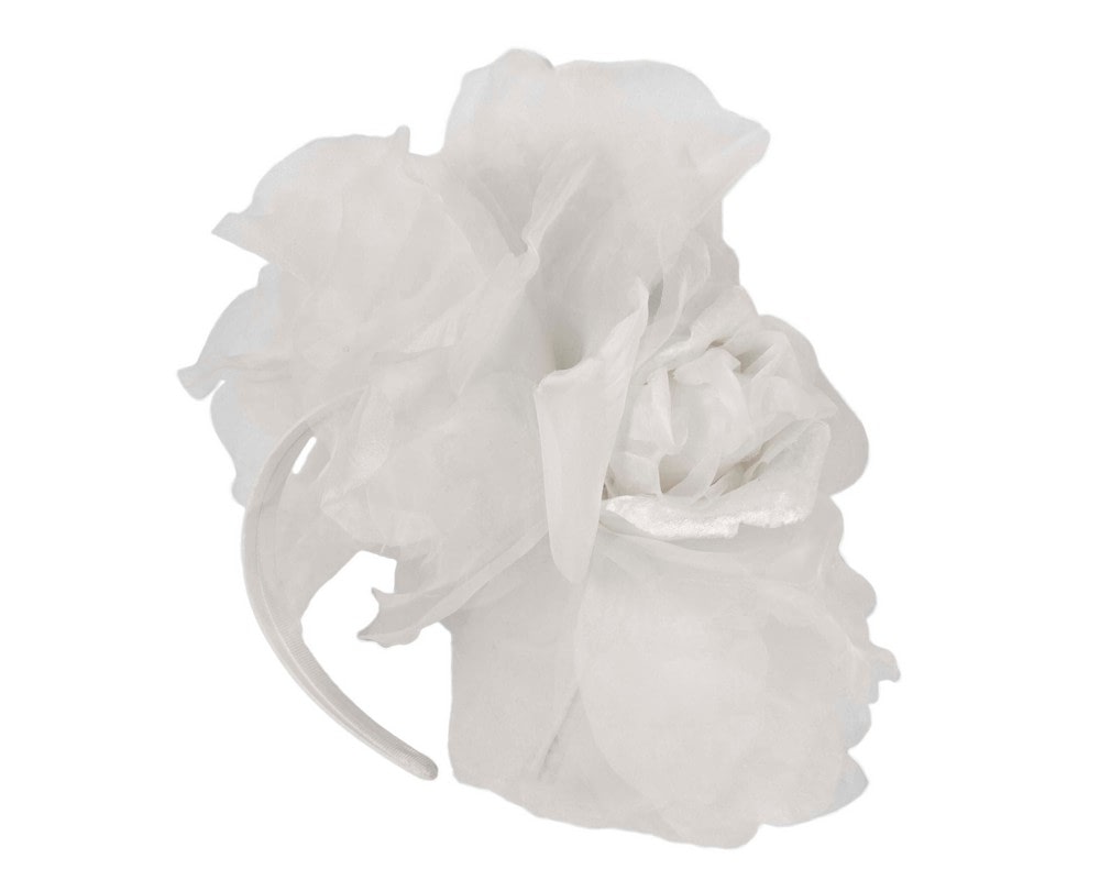 Fascinators Online - Large white silk flower headband by Fillies Collection