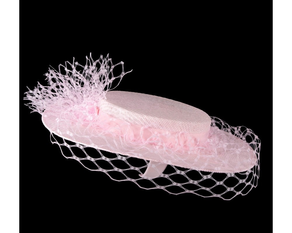 Chic Pink Boater Hat by Fillies Collection - Fascinators Online Chic Pink Boater Hat by Fillies Collection - Image 3