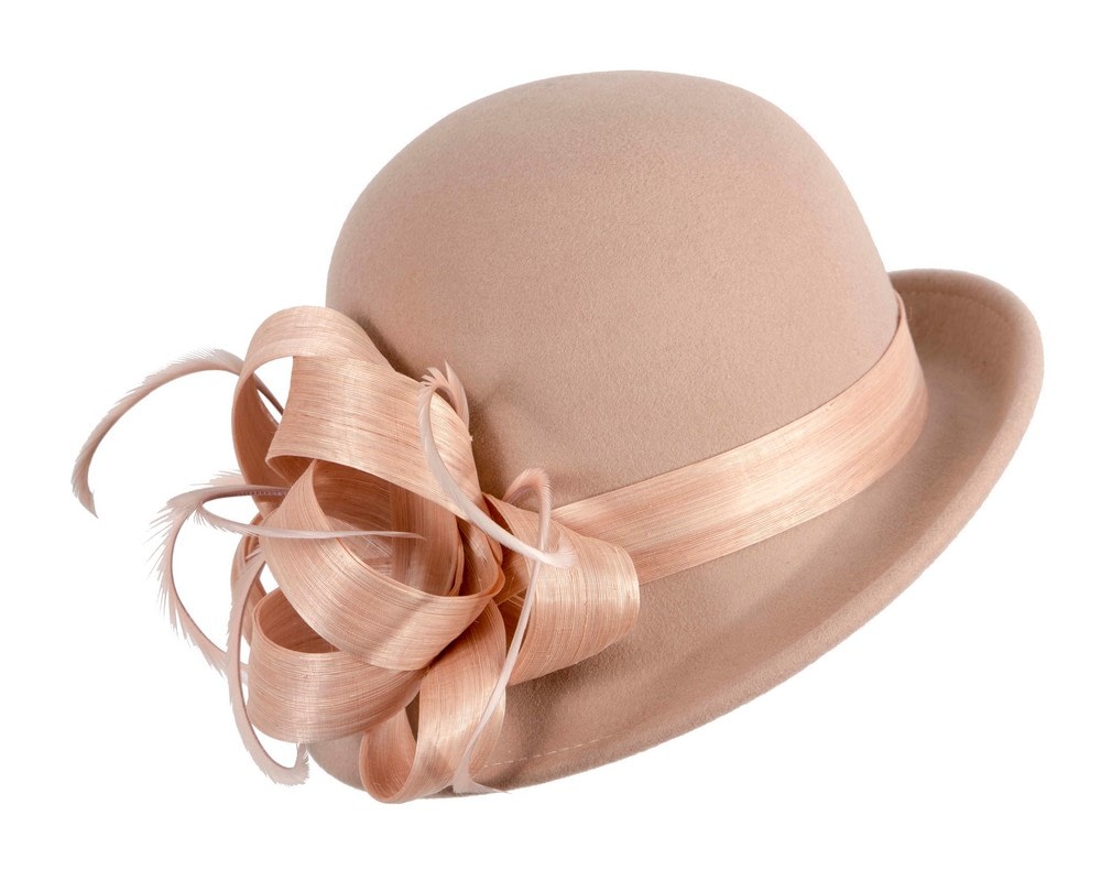 Fascinators Online - Camel beige winter fashion hat by Fillies Collection