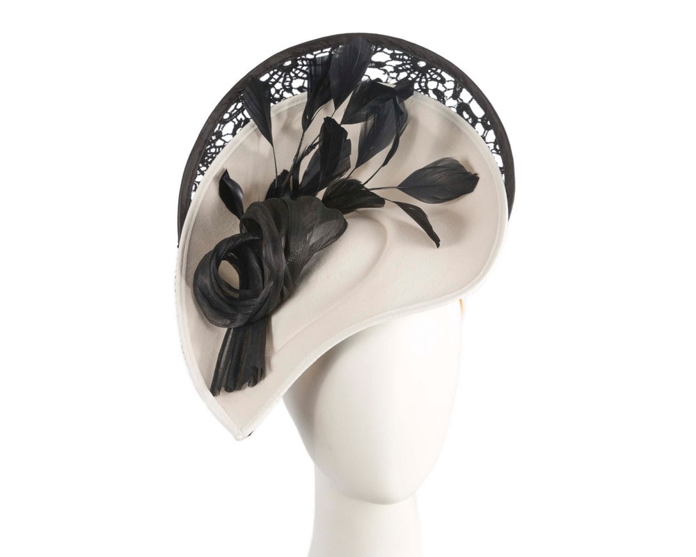 Fascinators Online - Bespoke cream & black winter fascinator by Fillies Collection