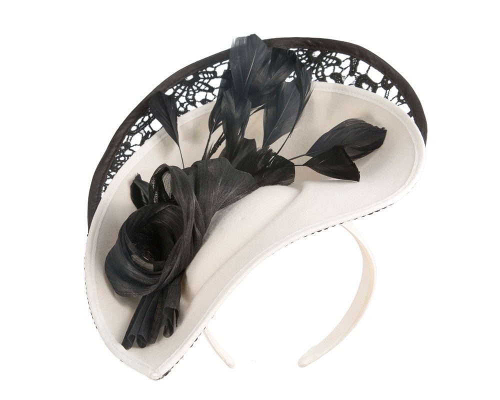 Fascinators Online - Bespoke cream & black winter fascinator by Fillies Collection