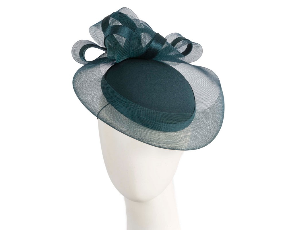 Fascinators Online - Dark teal custom made cocktail hat by Cupids Millinery