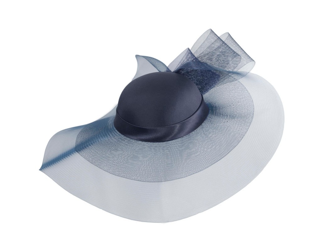 Fascinators Online - Custom made navy wide brim hat by Fillies Collection