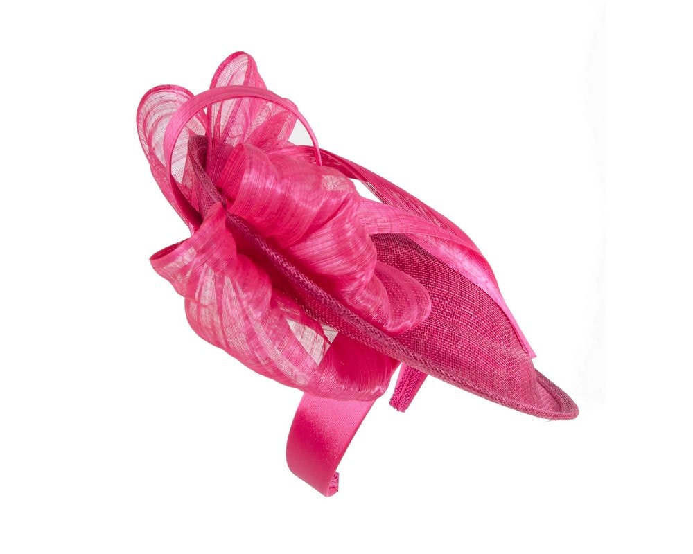 Bespoke fuchsia sinamay fascinator with bow by Fillies Collection - Fascinators Online Bespoke fuchsia sinamay fascinator with bow by Fillies Collection - Image 3