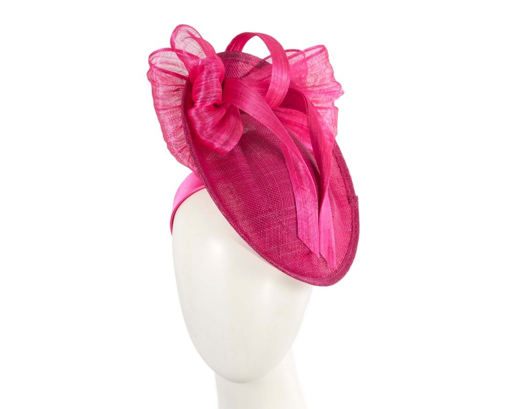 Fascinators Online - Bespoke fuchsia sinamay fascinator with bow by Fillies Collection