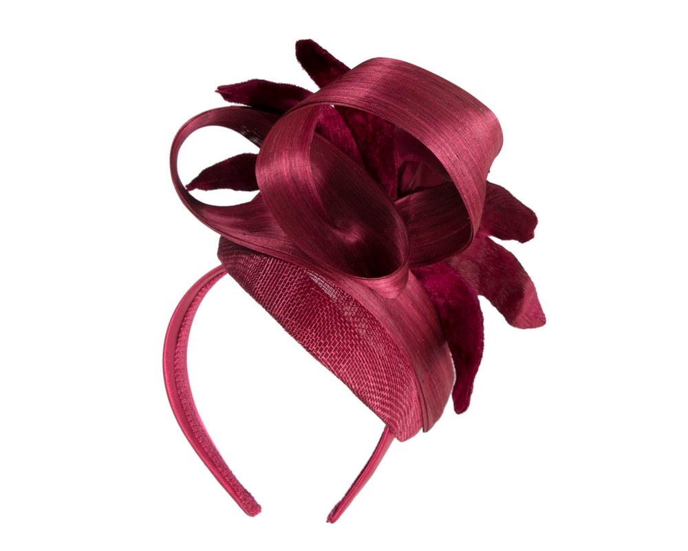 Tall burgundy pillbox fascinator with flower by Fillies Collection - Fascinators Online Tall burgundy pillbox fascinator with flower by Fillies Collection - Image 6
