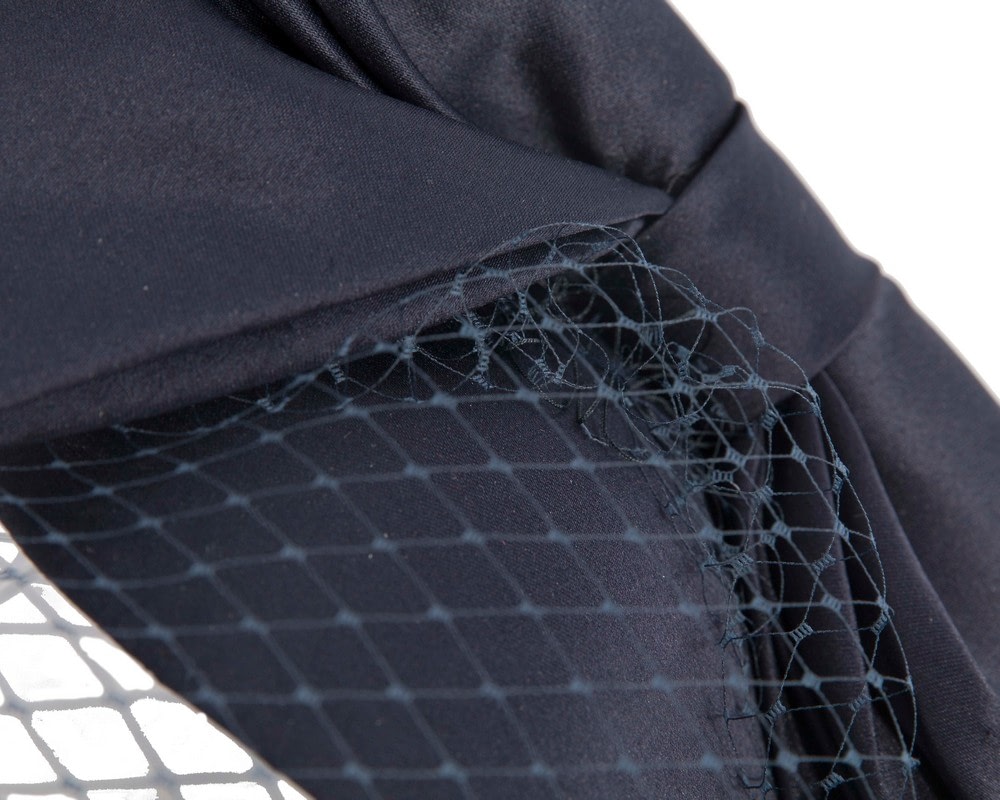 Large navy bow fascinator with veil by Max Alexander - Image 3