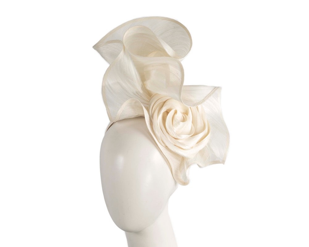 Fascinators Online - Cream sculptured silk abaca fascinator by Fillies Collection