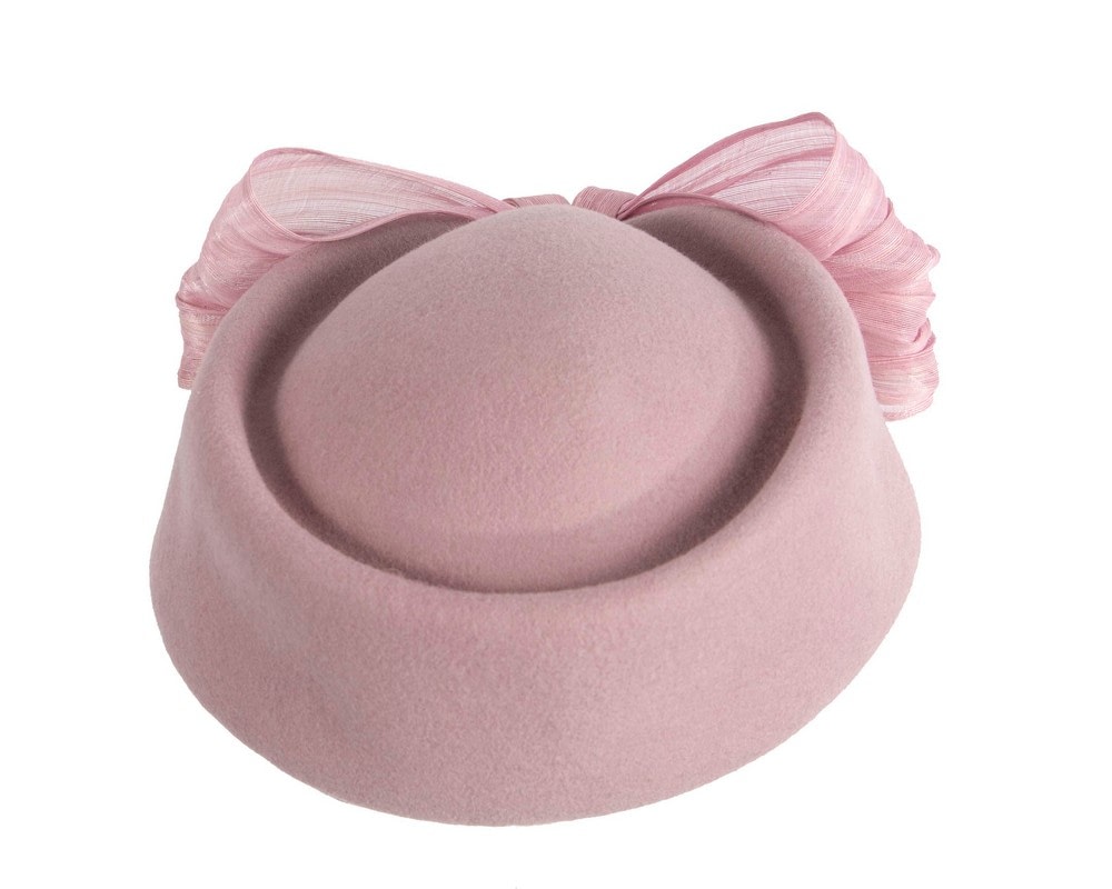 Dusty pink felt ladies fashion beret hat with bow by Fillies Collection - Image 4
