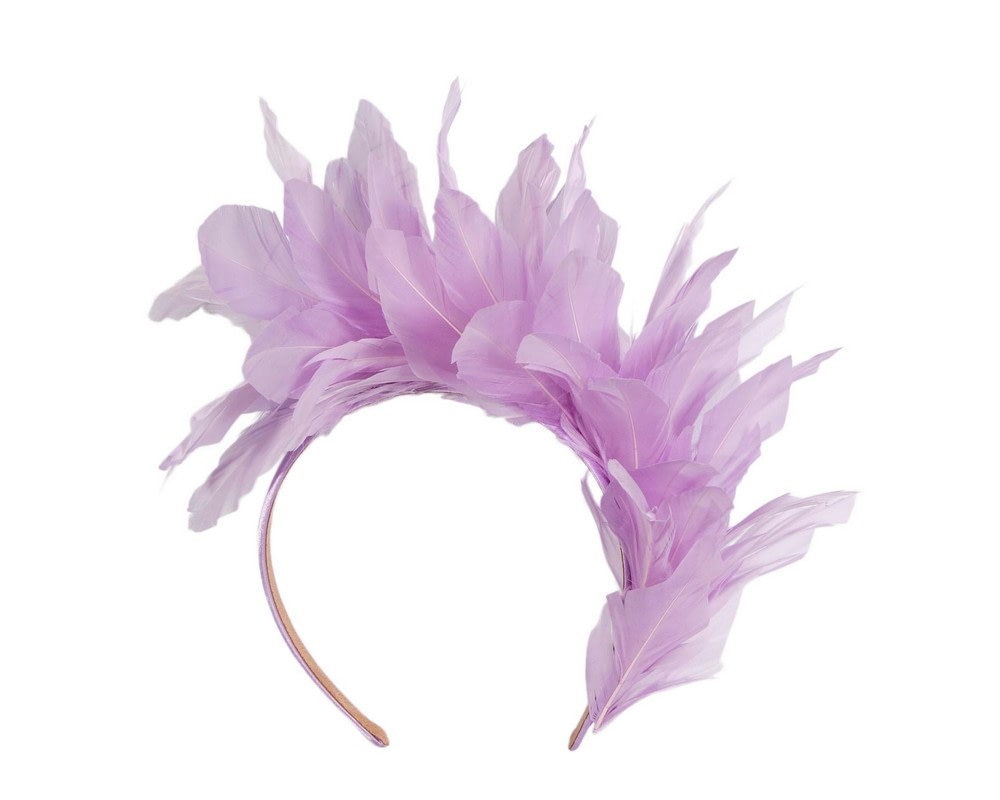 Lilac feather bunch fascinator by Max Alexander - Fascinators Online Lilac feather bunch fascinator by Max Alexander - Image 4