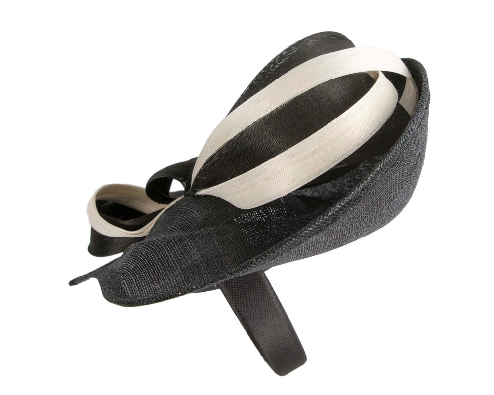 Bespoke black & cream sinamay fascinator by Max Alexander - Image 3