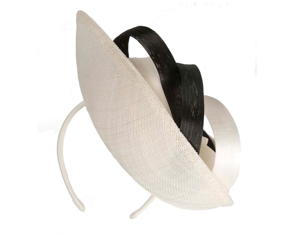 Bespoke cream & black sinamay fascinator by Max Alexander - Image 6