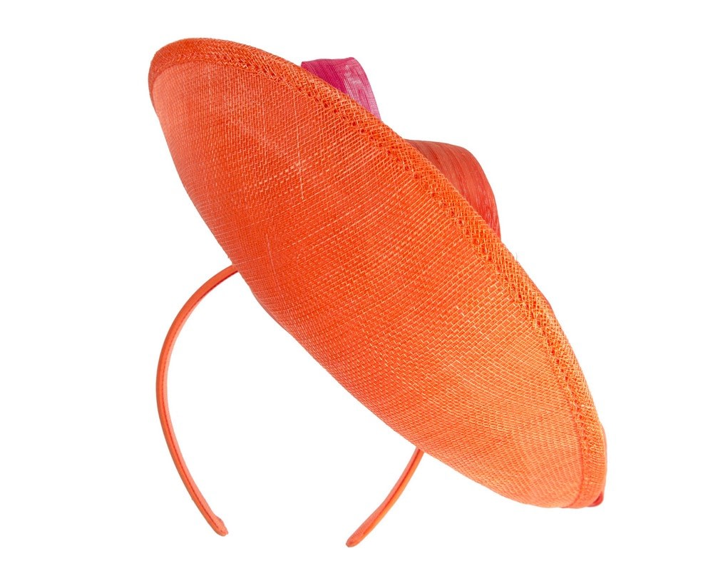 Bespoke orange & fuchsia sinamay fascinator by Max Alexander - Image 6