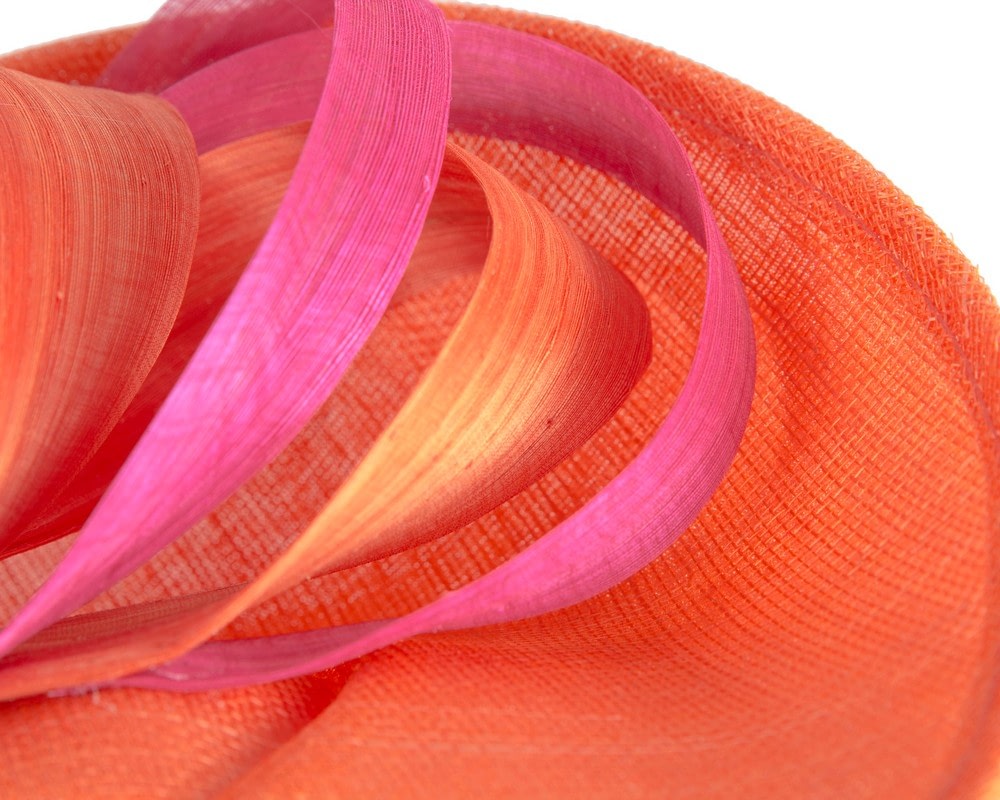 Bespoke orange & fuchsia sinamay fascinator by Max Alexander - Image 5