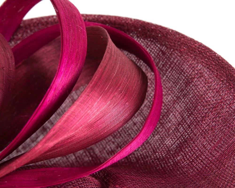 Bespoke wine-colored sinamay fascinator by Max Alexander - Image 5