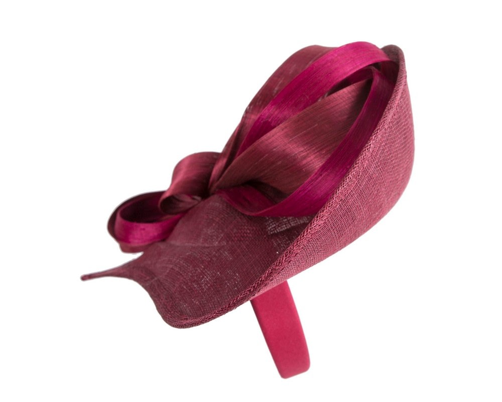 Bespoke wine-colored sinamay fascinator by Max Alexander - Image 3