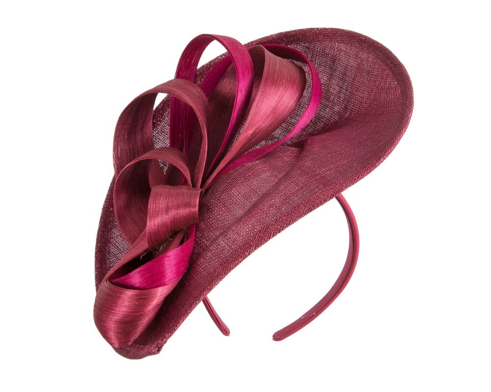 Fascinators Online - Bespoke wine-colored sinamay fascinator by Max Alexander