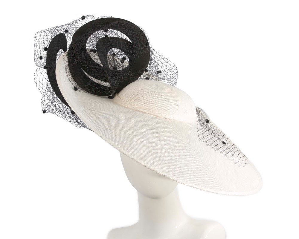 Fascinators Online - Large Fillies Collection Cream & Black Fascinator Hat