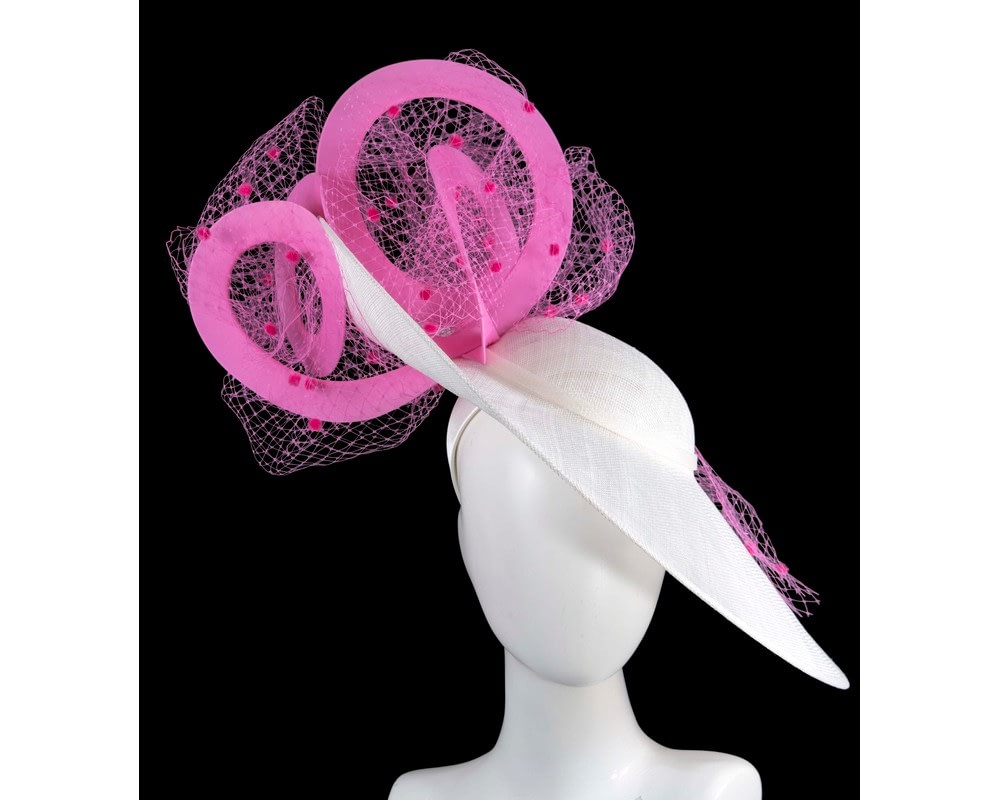 Fascinators Online - Large Fillies Collection Cream & Pink Fascinator Hat
