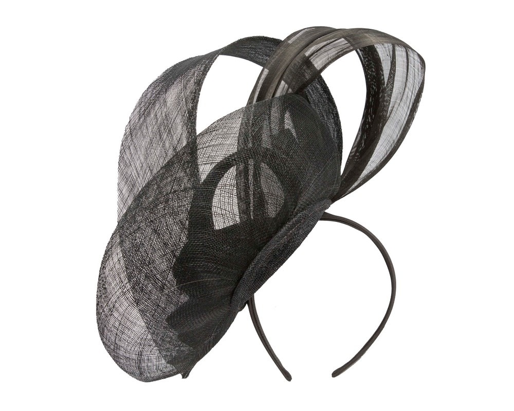 Large black sinamay fascinator by Fillies Collection - Fascinators Online Large black sinamay fascinator by Fillies Collection - Image 4