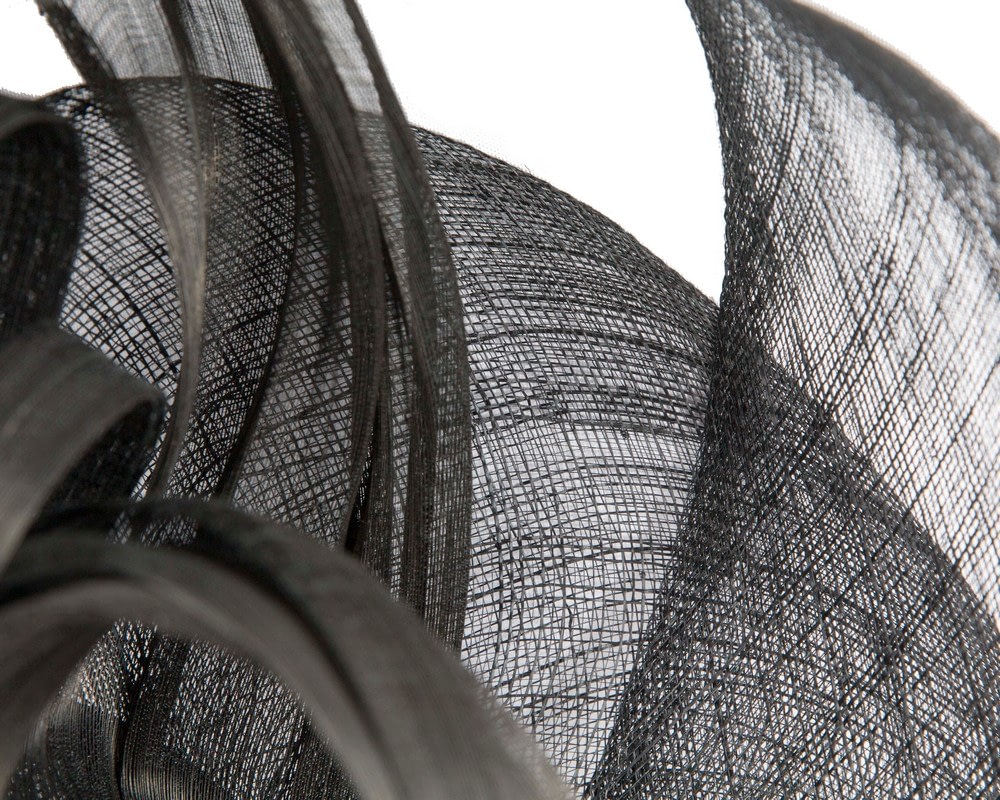 Large black sinamay fascinator by Fillies Collection - Fascinators Online Large black sinamay fascinator by Fillies Collection - Image 3