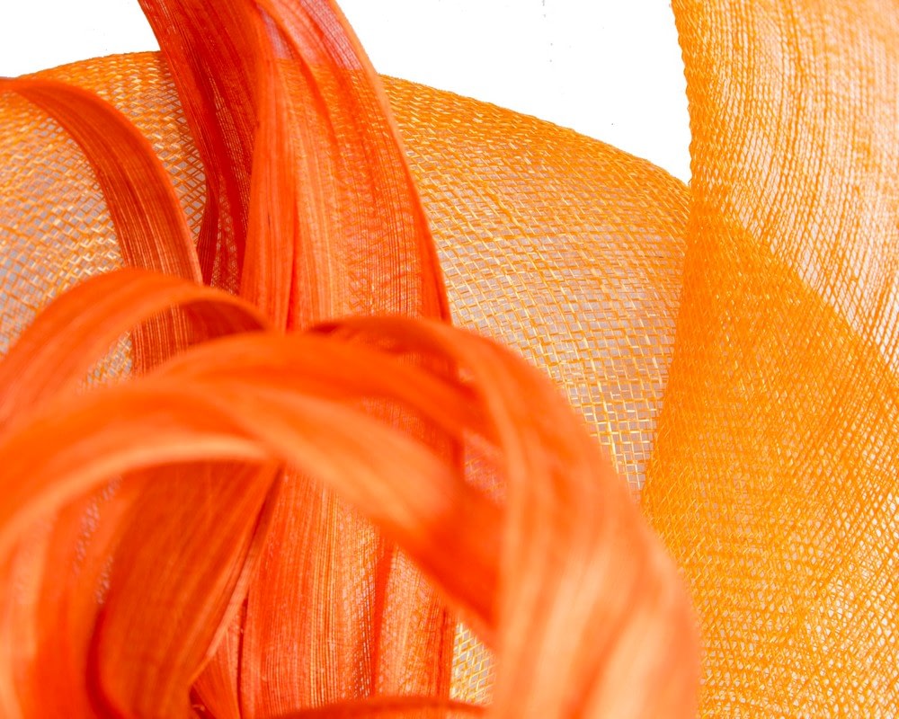 Large orange sinamay fascinator by Fillies Collection - Fascinators Online Large orange sinamay fascinator by Fillies Collection - Image 3