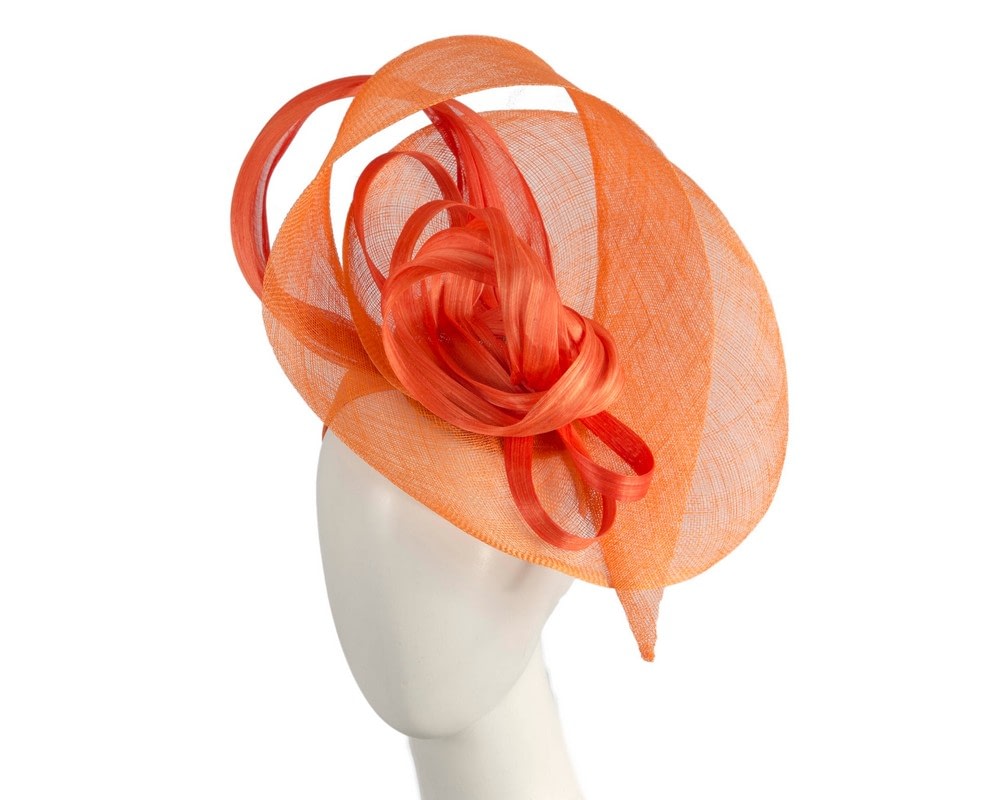 Fascinators Online - Large orange sinamay fascinator by Fillies Collection