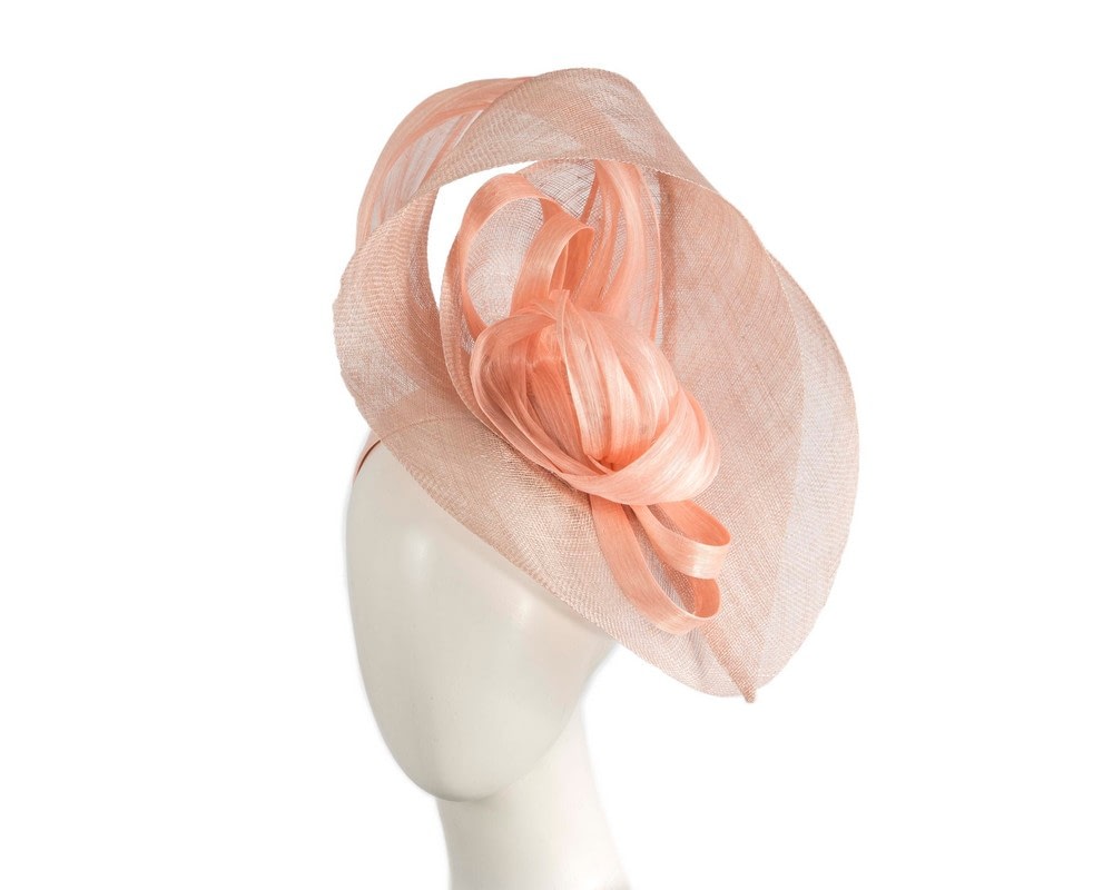 Fascinators Online - Large blush sinamay fascinator by Fillies Collection