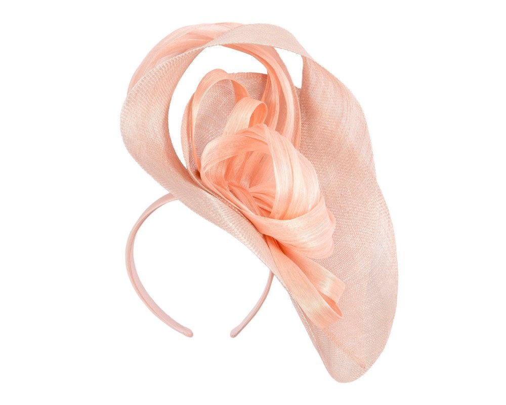 Fascinators Online - Large blush sinamay fascinator by Fillies Collection
