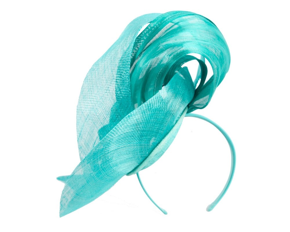 Large teal sinamay fascinator by Fillies Collection - Fascinators Online Large teal sinamay fascinator by Fillies Collection - Image 4