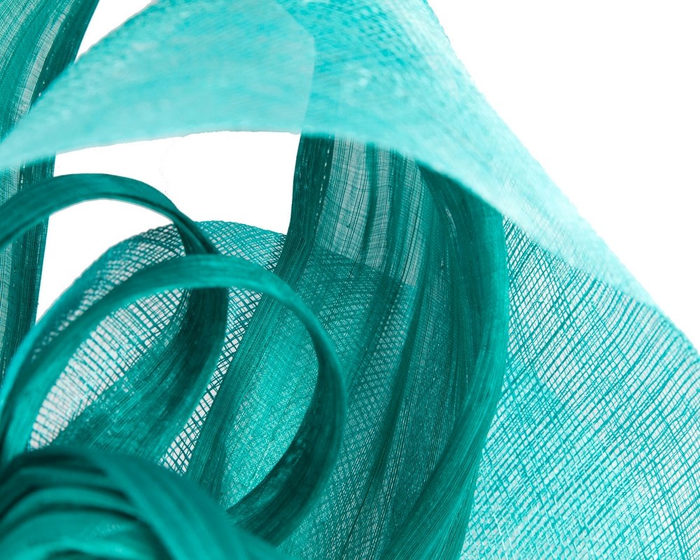 Large teal sinamay fascinator by Fillies Collection - Fascinators Online Large teal sinamay fascinator by Fillies Collection - Image 3