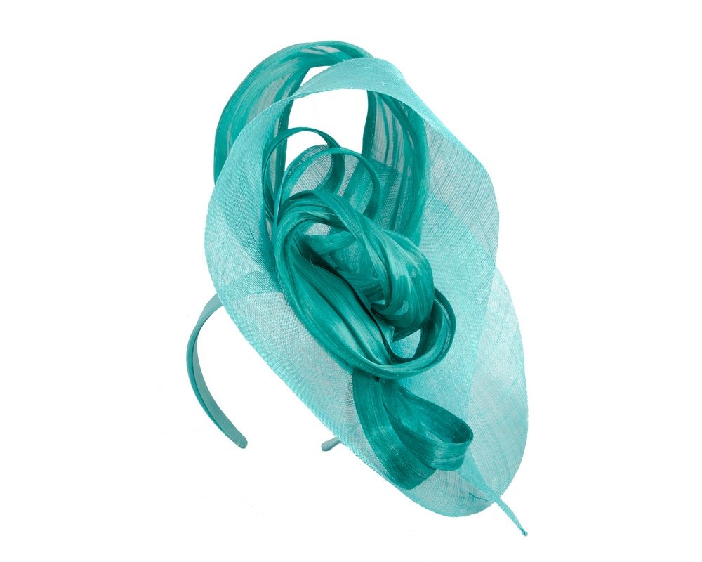 Fascinators Online - Large teal sinamay fascinator by Fillies Collection