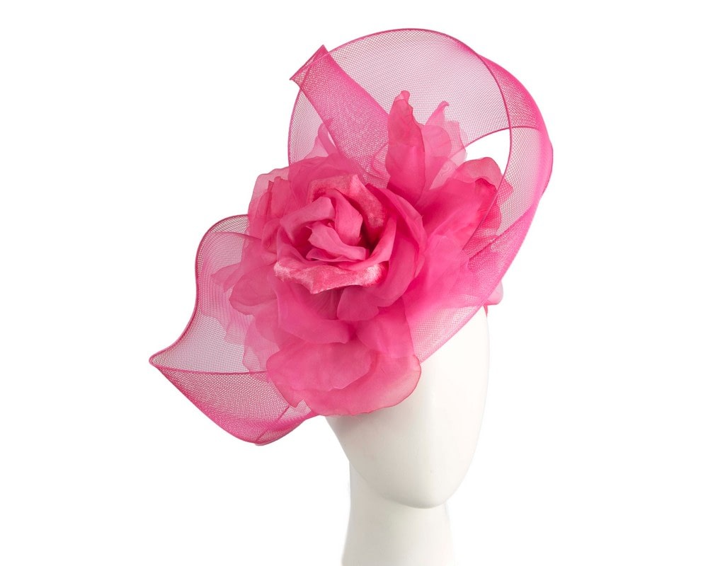 Fascinators Online - Large fuchsia fascinator with flower by Fillies Collection