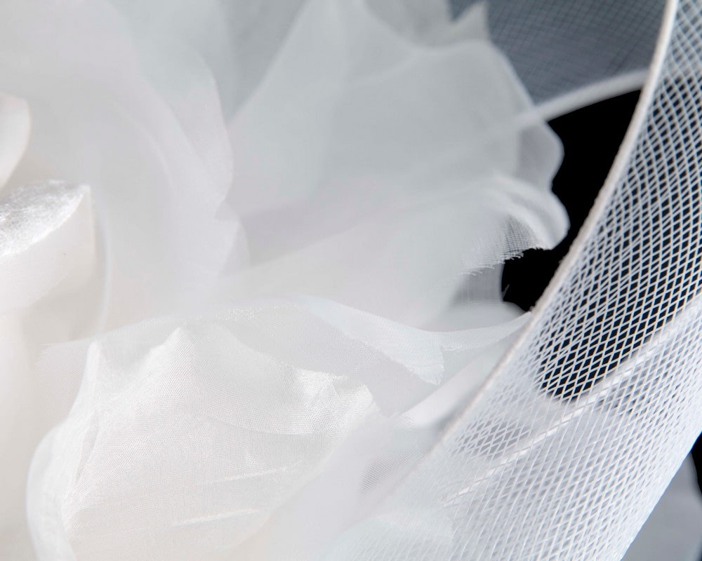 Large white fascinator with flower by Fillies Collection - Image 5