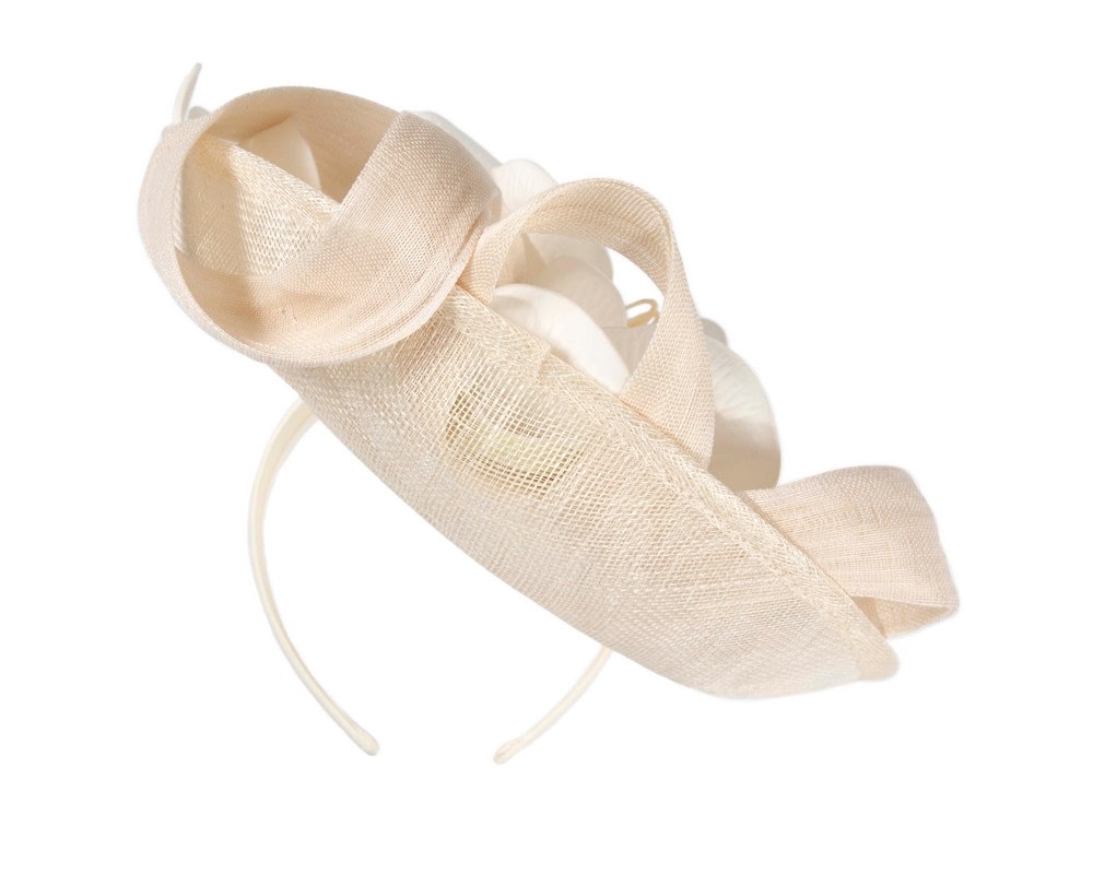 Large cream fascinator with orchids by Fillies Collection - Fascinators Online Large cream fascinator with orchids by Fillies Collection - Image 6