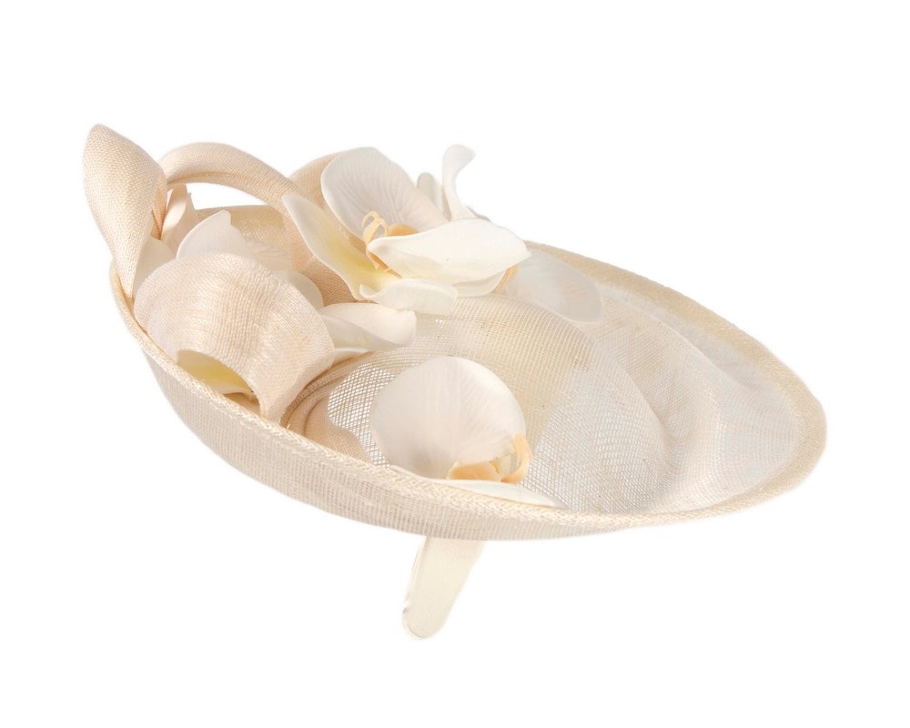 Large cream fascinator with orchids by Fillies Collection - Fascinators Online Large cream fascinator with orchids by Fillies Collection - Image 4