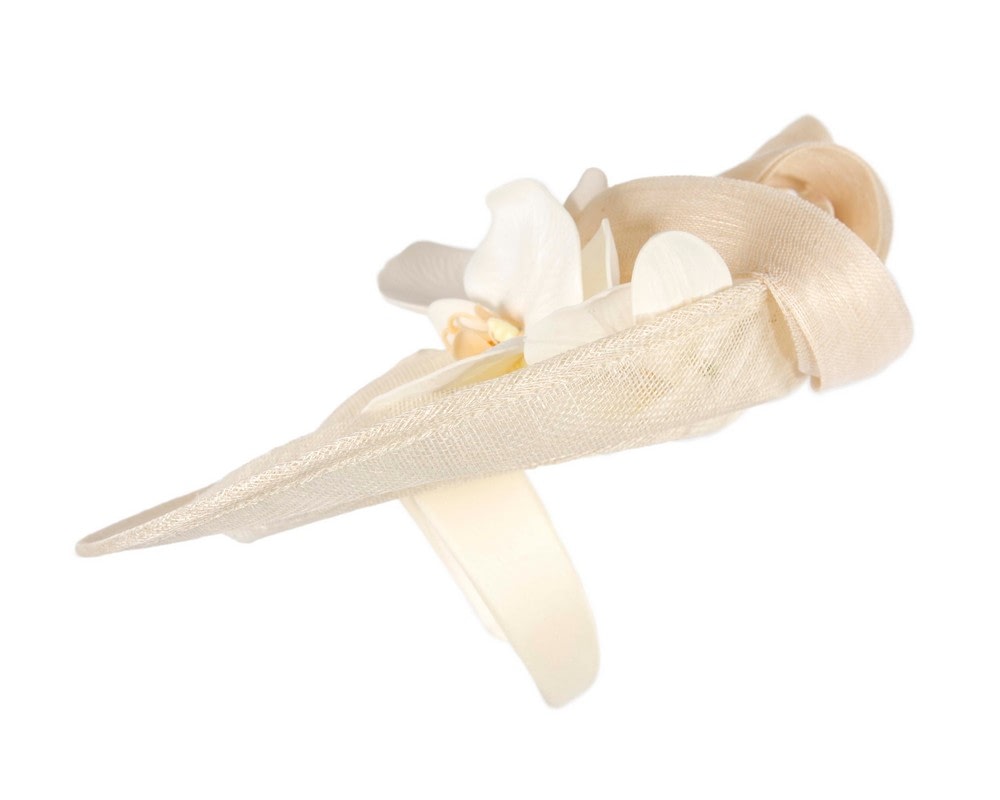Large cream fascinator with orchids by Fillies Collection - Fascinators Online Large cream fascinator with orchids by Fillies Collection - Image 3