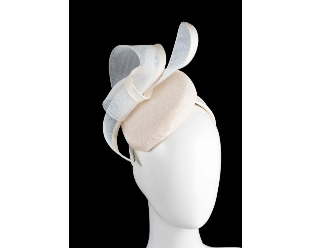 Fascinators Online - Elegant Cream Pillbox Fascinator for Spring Racing