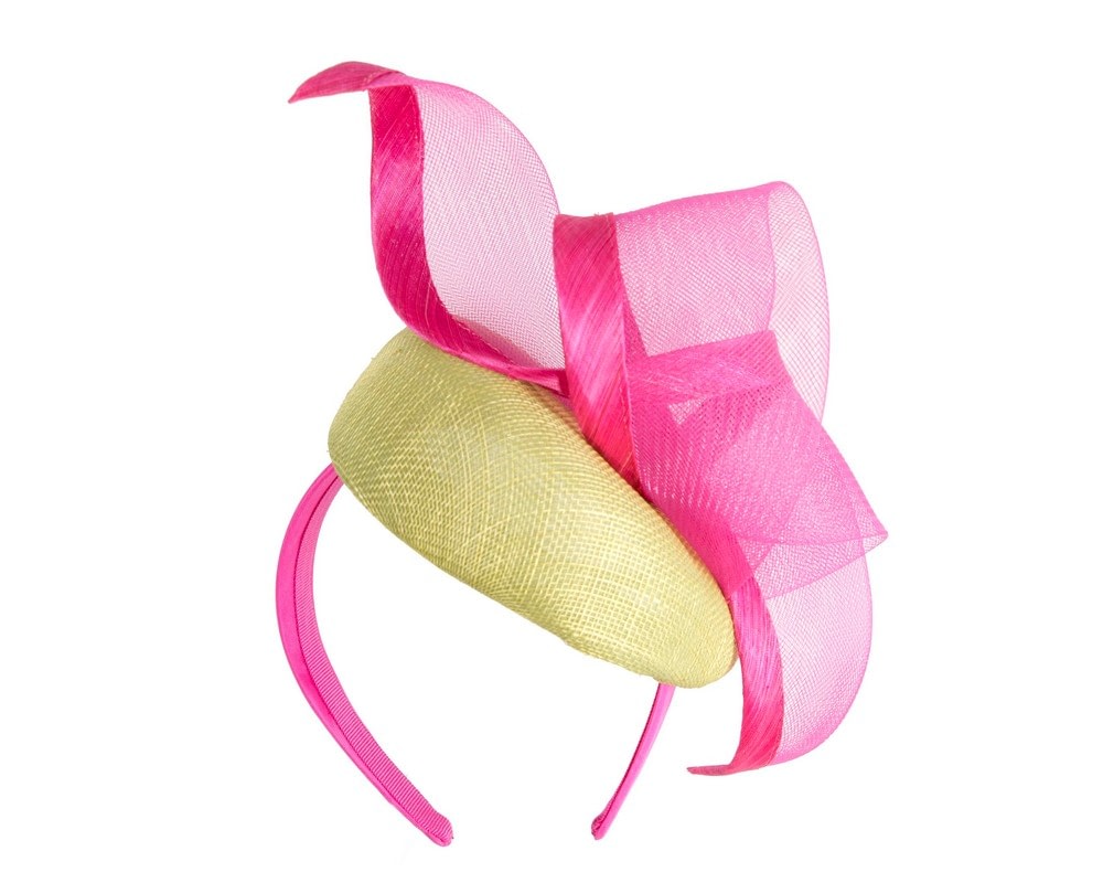 Elegant Lime & Fuchsia Pillbox Fascinator for Spring Racing - Fascinators Online Elegant Lime & Fuchsia Pillbox Fascinator for Spring Racing - Image 6