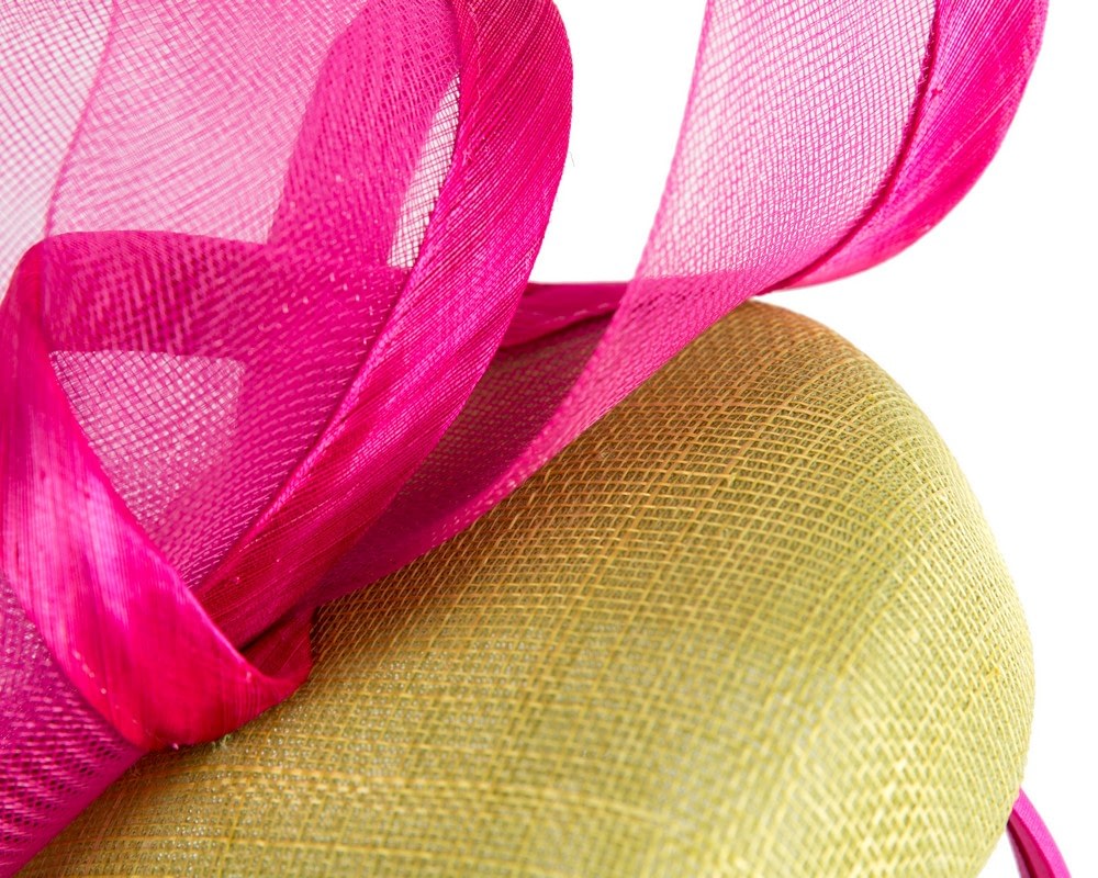 Elegant Lime & Fuchsia Pillbox Fascinator for Spring Racing - Fascinators Online Elegant Lime & Fuchsia Pillbox Fascinator for Spring Racing - Image 5