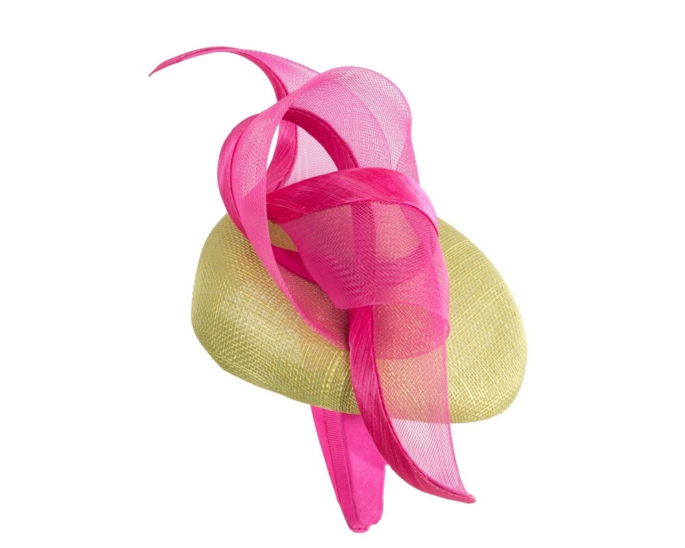 Elegant Lime & Fuchsia Pillbox Fascinator for Spring Racing - Fascinators Online Elegant Lime & Fuchsia Pillbox Fascinator for Spring Racing - Image 3