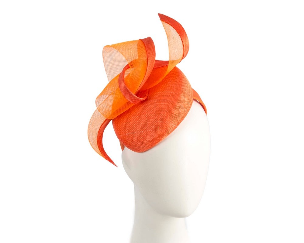 Fascinators Online - Elegant Orange Pillbox Fascinator for Spring Racing