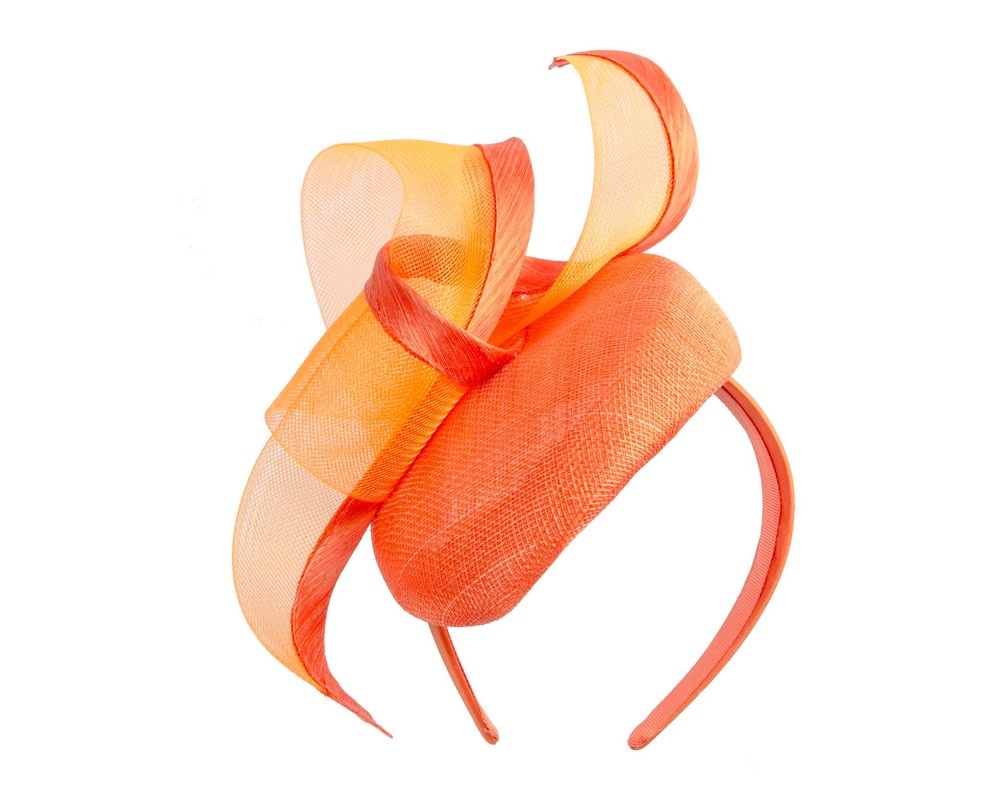 Fascinators Online - Elegant Orange Pillbox Fascinator for Spring Racing