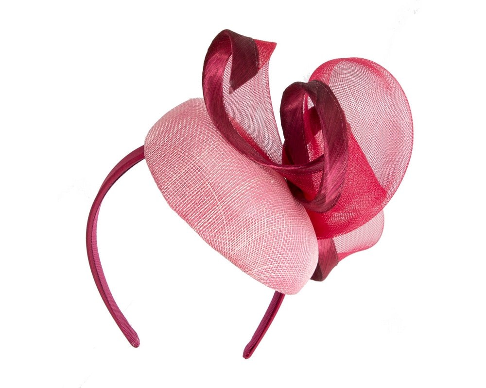 Elegant Pink & Wine Pillbox Fascinator for Spring Racing - Image 6