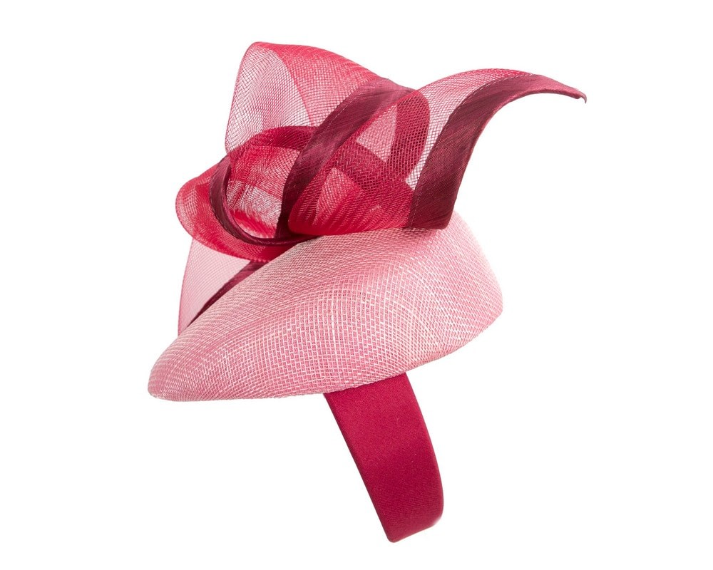 Elegant Pink & Wine Pillbox Fascinator for Spring Racing - Image 4
