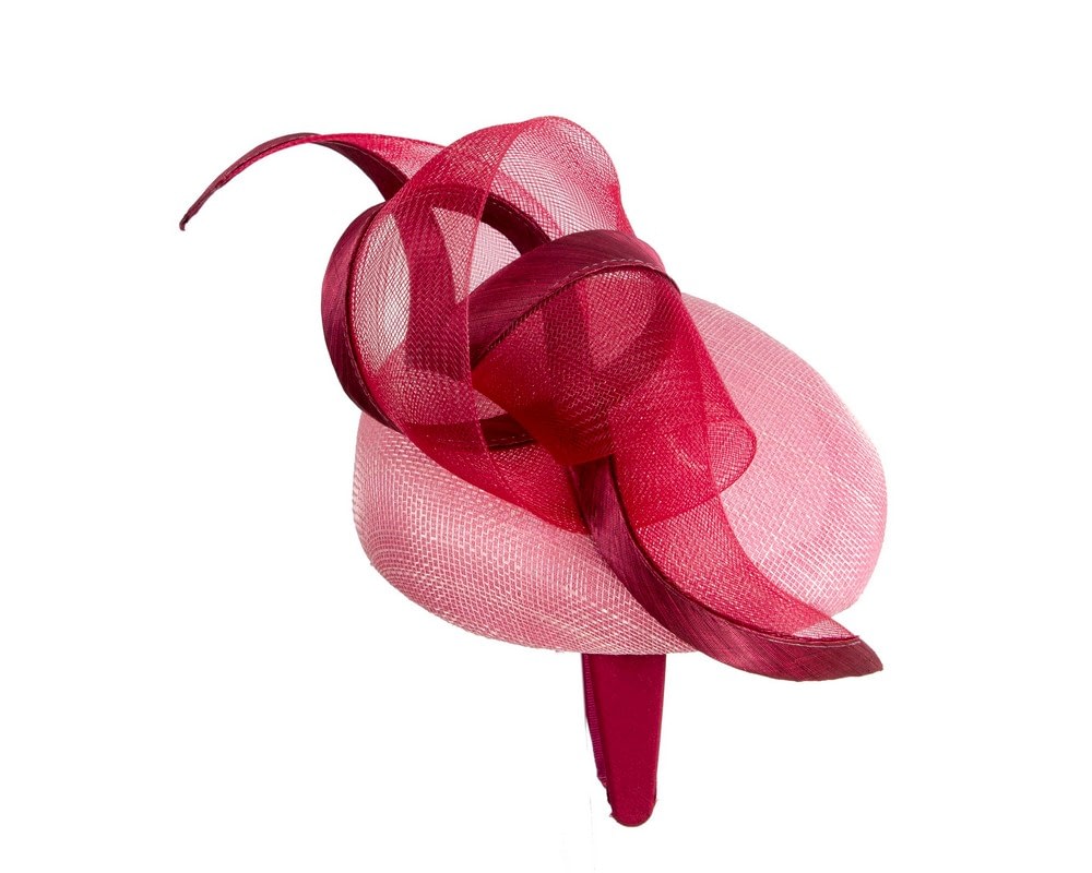 Elegant Pink & Wine Pillbox Fascinator for Spring Racing - Image 3