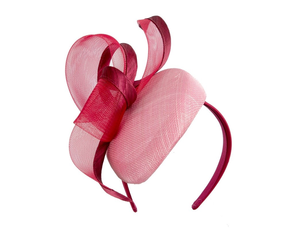 Fascinators Online - Elegant Pink & Wine Pillbox Fascinator for Spring Racing